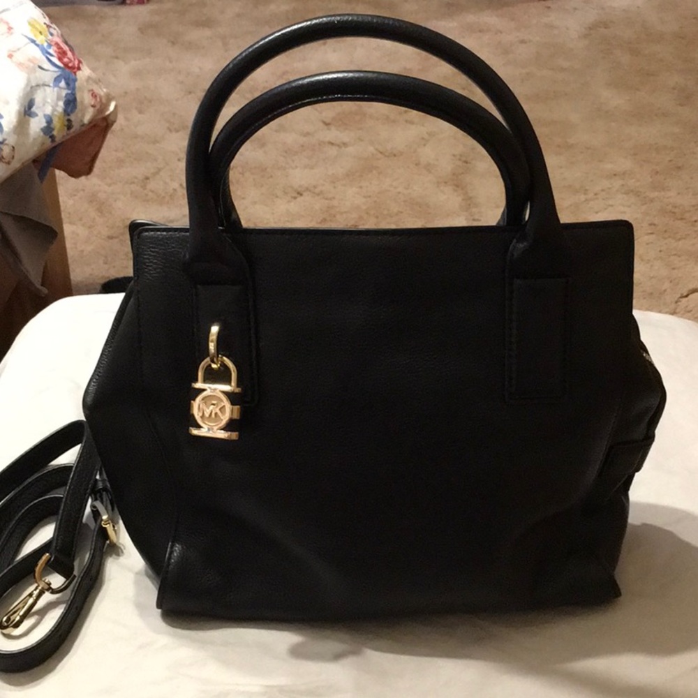 Black MK Purse with Shoulder Strap. Size 10 1/2”x 10”x4”
